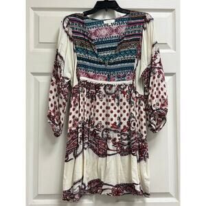 Women's Large Umgee Cream Floral Babydoll Dress. WD10